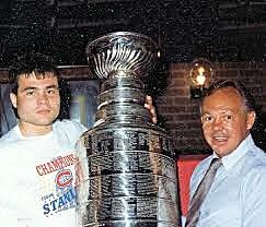John Kordic and his father Ivan with the Stanley Cup, 1986